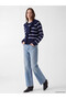 Anthracite Tie-Dye Striped Women's Knitwear Sweater - 2
