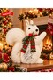 Luxurious New Year Squirrel Figure with White Feathered Sequined Body and Scarf Detail, Decorative Christmas Ornament, Luxurious New Year Ornament - 3