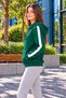 Women's Striped Detail Hooded Sweatshirt with Kangaroo Pocket