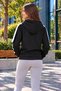 Women's Striped Detail Hooded Sweatshirt with Kangaroo Pocket - 3