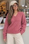 Women's V-Neck Soft Textured Knit Sweater - 3