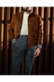 Slim Fit Flap Pocketed Buttoned Cotton Blend Velvet Ribbed Coat Brown T20293-03 - 6