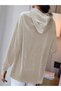 Women's long sleeve hooded lace-up velvet long blouse - 2