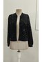 Women's Long Sleeve Sequin Embroidered Jacket with Front Zipper - 7