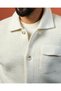 Slim Fit Polo Collar Wool Blend Buttoned Men's Cardigan Ecru T20332-05 - 3