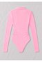 Polo Collar Embroidered Long Sleeve Bodysuit Blouse - 3
