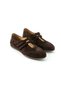 Brown Women's Genuine Leather Suede Double Strap Mary Jane Ballet Shoes - 2