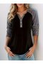 Women's long sleeve v-neck buttoned viscose blouse - 2