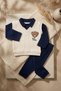 Baby Boy Navy Blue Ecru Teddy Bear Embroidered 2-Piece Set |   100% Cotton, Polo Collar, Stylish and Comfortable Baby Clothes - 2