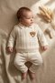 Baby Boy Cream Ecru Teddy Bear Embroidered 2-Piece Set |   100% Cotton, Polo Collar, Stylish and Comfortable Baby Com.