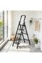 Sturdy Build 5 Step Black Step Ladder Wide Anti Slip Pedals Reversible Handrail for Office Shop and Warehouse - 2