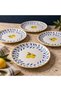 Lemon Patterned 4-Person 21 cm Porcelain Flat Plate Set