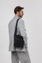 Men's Genuine Leather Hand and Shoulder Bag with Zipper, Multi-Compartment, Daily Use Bag, Black 31623 - 7