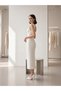 Satin Pleated Strappy and Draped Pencil Midi Engagement Wedding Dress - 4