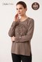 Women's Winter Heart Garden Pattern Embroidered Collar and Sleeves, Stoned Clover Fabric Mother Combed Cotton Blouse - 2