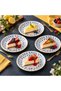 Lemon Patterned 4-Person 21 cm Porcelain Flat Plate Set - 5
