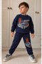 Boys' 3-Thread Ribbed Winter Tracksuit Set: 2-Piece Printed Sweatshirt and Sweatpants - 3