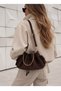 Drawstring Suede Model Women's Hand and Shoulder Bag with Chain Strap and Pockets - 5
