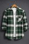 Single Pocket Detailed Plaid Textured Cashmere Cotton Winter Lumberjack Shirt