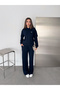 Women's Modal Fabric Hooded Tracksuit Set with Grass Stitching Detail