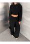 Women's Sandy Fabric 3-Piece Set Crop Blouse Wide Leg Pants Long Cardigan - 6
