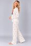 Women's Waffle Fabric Printed Patterned Crew Neck Long Sleeve Relaxed Cut Pajama Set - 3