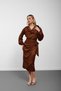 Brown Degaje Collar Tie-Front Floral Detailed Midi Dress - 3