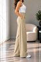 Women's High Waist Single Pleated Palazzo Pants with Pockets, Textured Fabric, Plus Size Option Available - 4