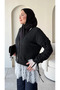 Women's Lace Detailed V-Neck Hijab Knitwear Cardigan - Black - 3