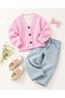 Girl's pink knitted cardigan & mom fit jean/trousers top and bottom set - 2 piece - 3