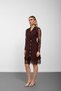 Brown Double-Breasted Lace Sleeve Jacket Dress - 2
