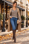 Timeless Elegance Women's Long Sleeve V-Neck Striped Knitwear Blouse Soft Textured Relaxed Fit New Season Daily Stylish Sweater Blouse - 2