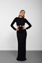 Black Low-Back Long Dress with Waist Buckle - 3
