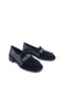 Genuine Leather and Genuine Suede Leather 4 cm Low Heel Women's Black Loafer Shoes