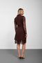 Brown Double-Breasted Lace Sleeve Jacket Dress - 7