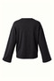 Wide Sleeve Black Cotton Basic Tshirt - 6