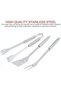 Stainless Steel BBQ Grill Tool Kit 3 PCS Set : Tong, Meat Fork, Spatula + Black Carrying Bag for Picnic Camping Travel Cooking Grilling with Aluminium Box - 3