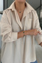 Pocket Detail Oversize Stone Poplin Shirt - 2