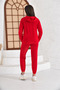 Red Two-Yarn Oversized Hooded Sweatshirt with Pockets - 4
