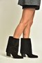 Z820380002 Black Suede Thick Heeled Women's Boots with Small Stone Detail - 2