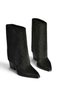 Z820380002 Black Suede Thick Heeled Women's Boots with Small Stone Detail - 7
