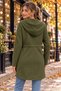 Hooded Comfort - Women's Long Jacket with Adjustable Waist and Pockets - 3