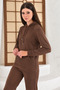 Brown Two-Strand Oversized Hooded Sweatshirt with Pockets