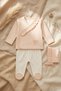 Baby Girl 100% Salmon Cotton 3-Piece Baby Girl Hospital Discharge Set 03 Months - 3