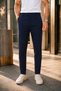 Men's Navy Blue Fabric Trousers Slim Fit Lycra Ankle Length Narrow Leg Side Pocket - 2