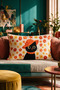Retro Floral Cute Cat Pattern Rectangle Throw Pillow Cover 50X30 cm Double Sided Suede Pillowcase - 2