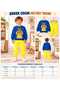 Suitable for Boys' Kindergarten & Nursery, Hello Teddy Bear Printed 2-Strap Cotton Top & Bottom Children's Set - 8