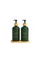 Set of 2 Pumped Liquid Soap Dispensers with Bamboo Plates for Kitchen and Bathroom Detergent Dispenser - 2