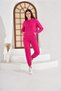 Fuchsia Two-Yarn Oversize Hooded Sweatshirt with Pockets - 3
