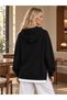 Side Zipper Detailed Hooded Shawl Collar Blouse Black - 2